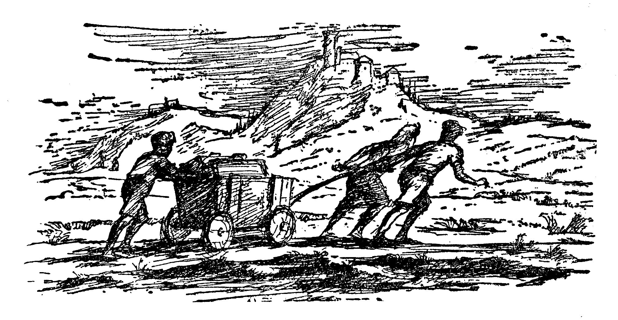 Mit dem Bollerwagen bei der Ankunft